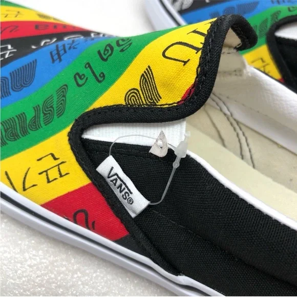 VANS Sneakers Spirit Design Slip-On Colorful Language Print Men’s Size 10.5 - Picture 5 of 12